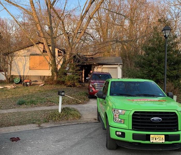 trucks in front of home